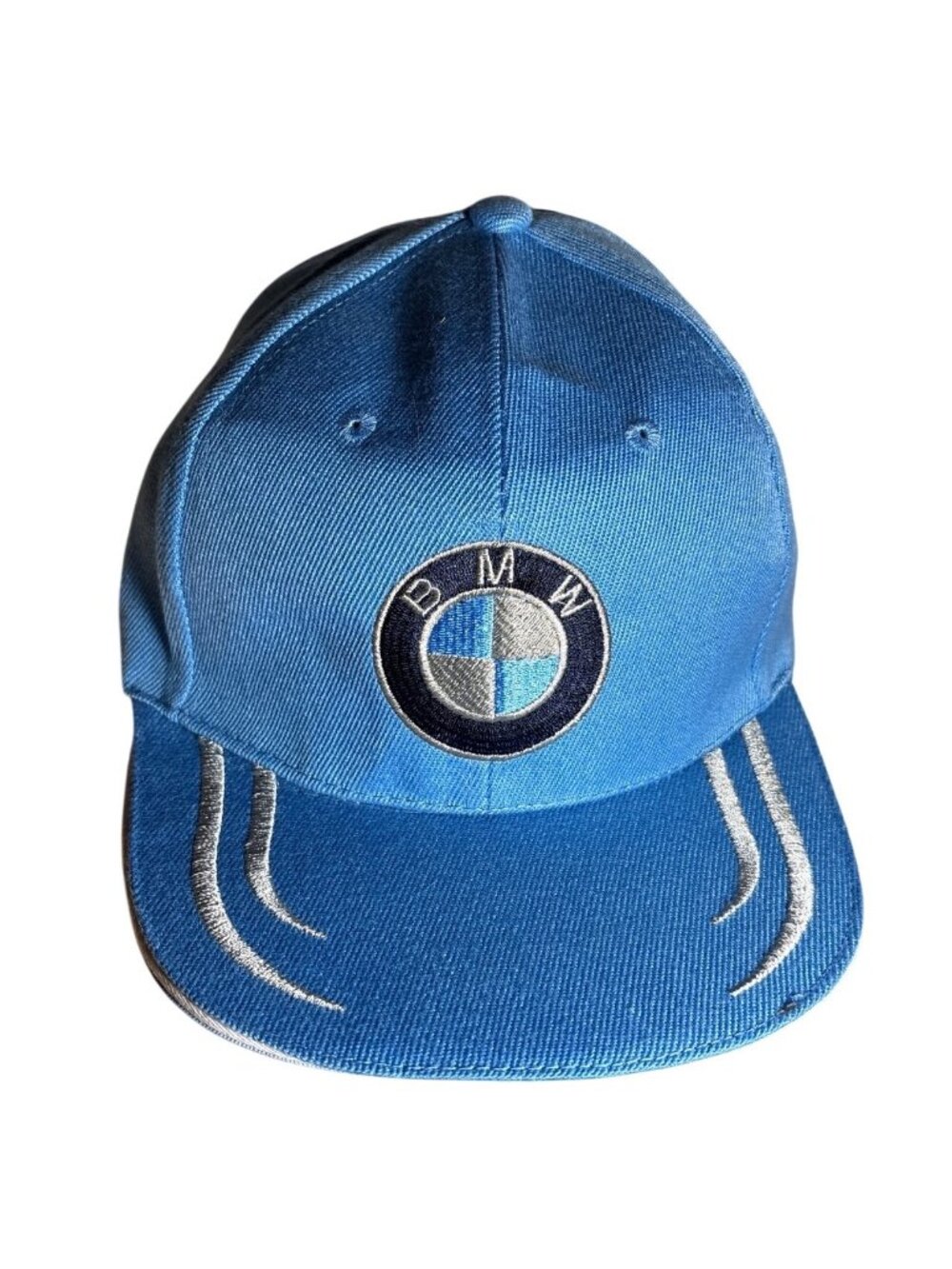 Blue Adjustable Baseball Cap BMW Embroidered Logo And Silver Accents Like New